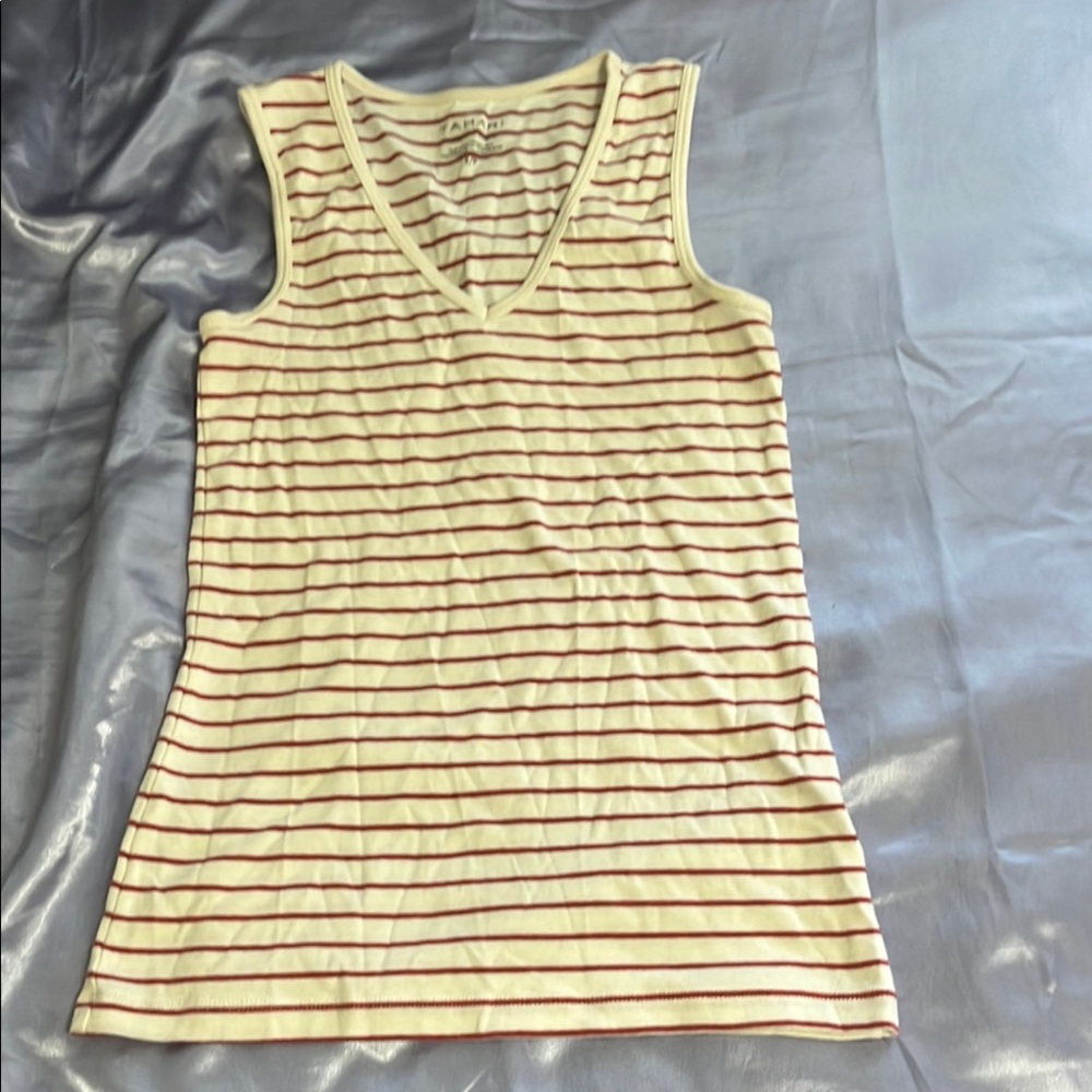 A.P.C. Striped Sleeveless Top - Cream and Red
